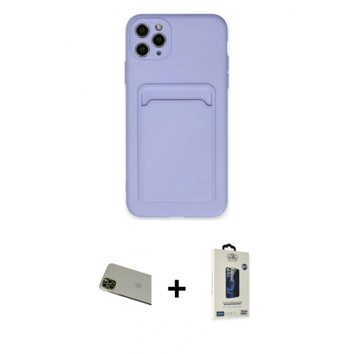MARSİLYAN™- iPhone 11 Pro Max Kılıf Vadi Çizgi Prime - Siyah Bilvis Hayalet Cam Ekran Koruyucu + Rainbow Kamera Lens Koruma Cam - YL
