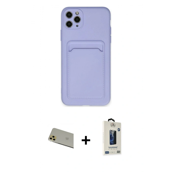 MARSİLYAN™- iPhone 11 Pro Max Kılıf Vadi Çizgi Prime - Siyah Bilvis Hayalet Cam Ekran Koruyucu + Rainbow Kamera Lens Koruma Cam - GD