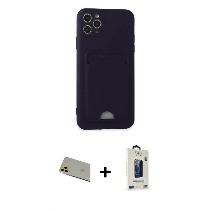MARSİLYAN™- iPhone 11 Pro Max Kılıf Vadi Çizgi Prime - Siyah Bilvis Hayalet Cam Ekran Koruyucu + Rainbow Kamera Lens Koruma Cam - GD