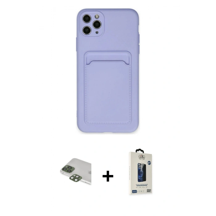 MARSİLYAN™- iPhone 11 Pro Max Kılıf Vadi Çizgi Prime - Siyah Bilvis Hayalet Cam Ekran Koruyucu + Yeşil Pers Alüminyum Kamera Lens