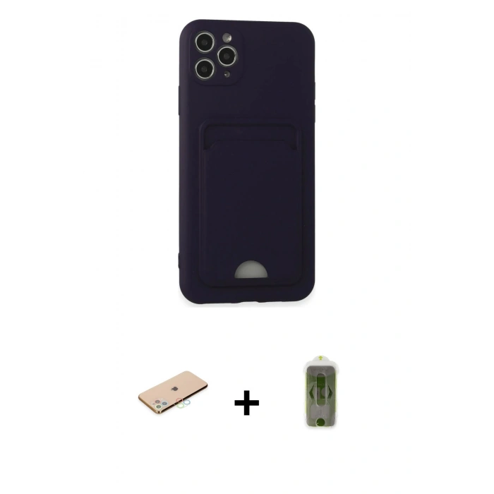 MARSİLYAN™- iPhone 11 Pro Max Kılıf Vadi Çizgi Prime - Siyah Joko Magic 5D Hayalet Cam + Renkli Kamera Lens Koruma Cam - MI