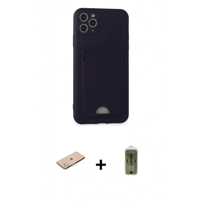 MARSİLYAN™- iPhone 11 Pro Max Kılıf Vadi Çizgi Prime - Siyah Joko Magic 5D Hayalet Cam + Renkli Kamera Lens Koruma Cam - YL