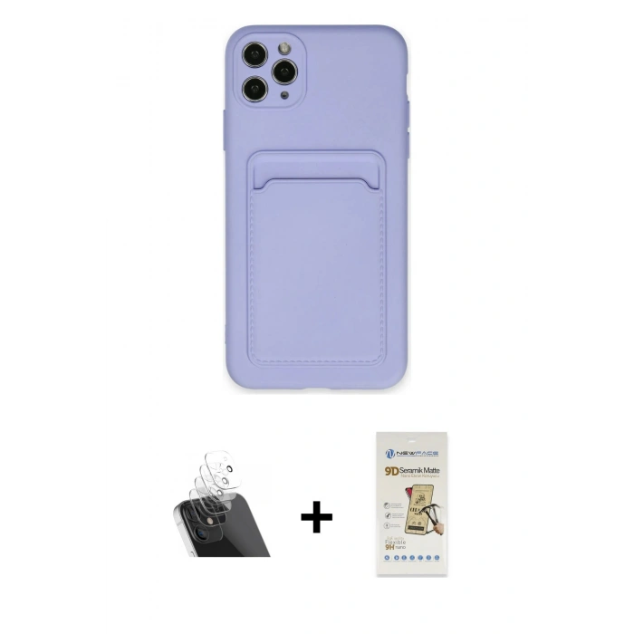 MARSİLYAN™- iPhone 11 Pro Max Kılıf Vadi Çizgi Prime - Siyah Mat Seramik Nano Ekran Koruyucu + Kamera Lens Koruma Cam - SF