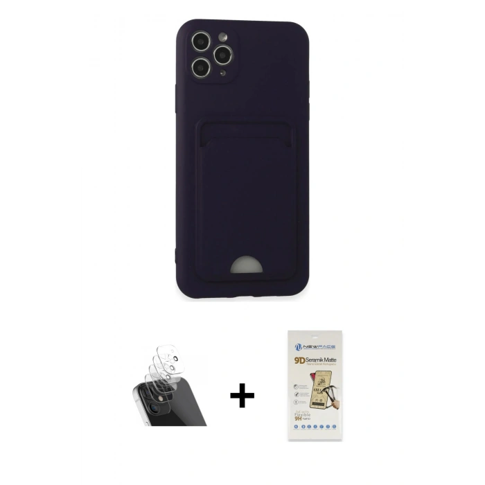 MARSİLYAN™- iPhone 11 Pro Max Kılıf Vadi Çizgi Prime - Siyah Mat Seramik Nano Ekran Koruyucu + Kamera Lens Koruma Cam - SF