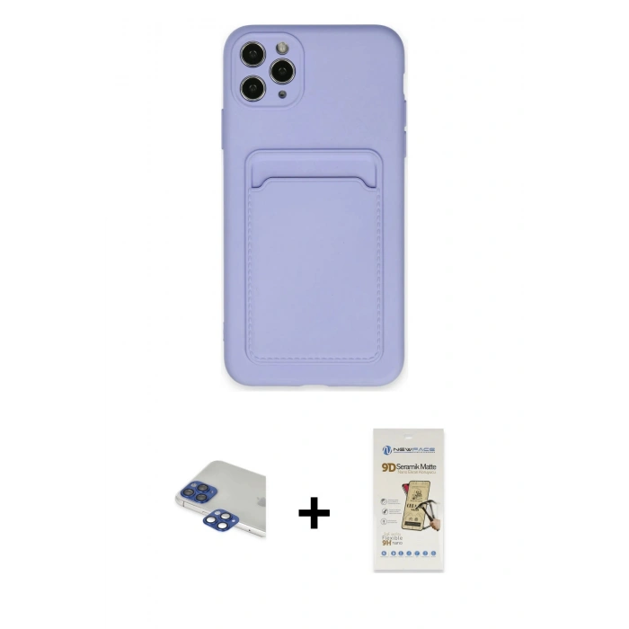 MARSİLYAN™- iPhone 11 Pro Max Kılıf Vadi Çizgi Prime - Siyah Mat Seramik Nano Ekran Koruyucu + Pers Alüminyum Kamera Lens - LT