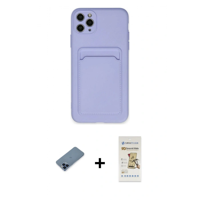MARSİLYAN™- iPhone 11 Pro Max Kılıf Vadi Çizgi Prime - Siyah Mat Seramik Nano Ekran Koruyucu + Metal Kamera Lens Koruma Cam - MI