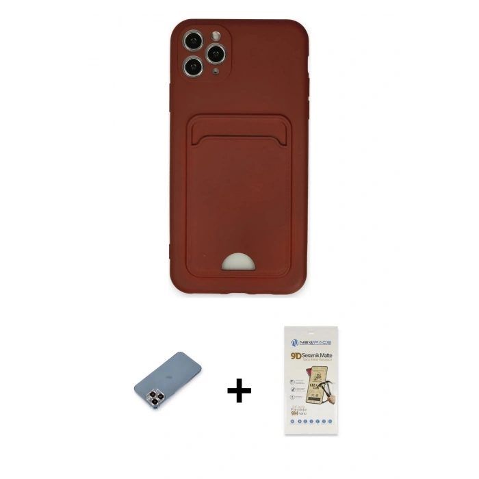 MARSİLYAN™- iPhone 11 Pro Max Kılıf Vadi Çizgi Prime - Siyah Mat Seramik Nano Ekran Koruyucu + Metal Kamera Lens Koruma Cam - MR
