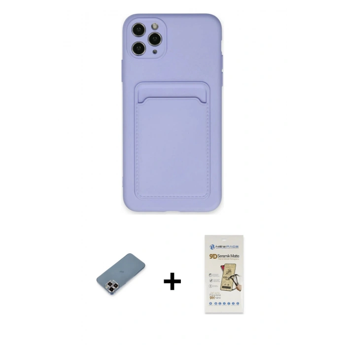 MARSİLYAN™- iPhone 11 Pro Max Kılıf Vadi Çizgi Prime - Siyah Mat Seramik Nano Ekran Koruyucu + Metal Kamera Lens Koruma Cam - MR