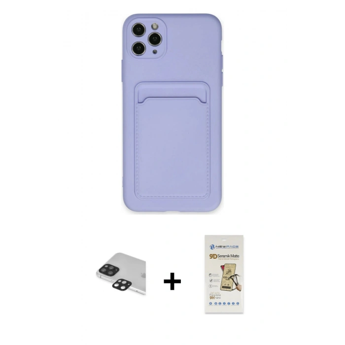 MARSİLYAN™- iPhone 11 Pro Max Kılıf Vadi Çizgi Prime - Siyah Mat Seramik Nano Ekran Koruyucu + Pers Alüminyum Kamera Lens - SH