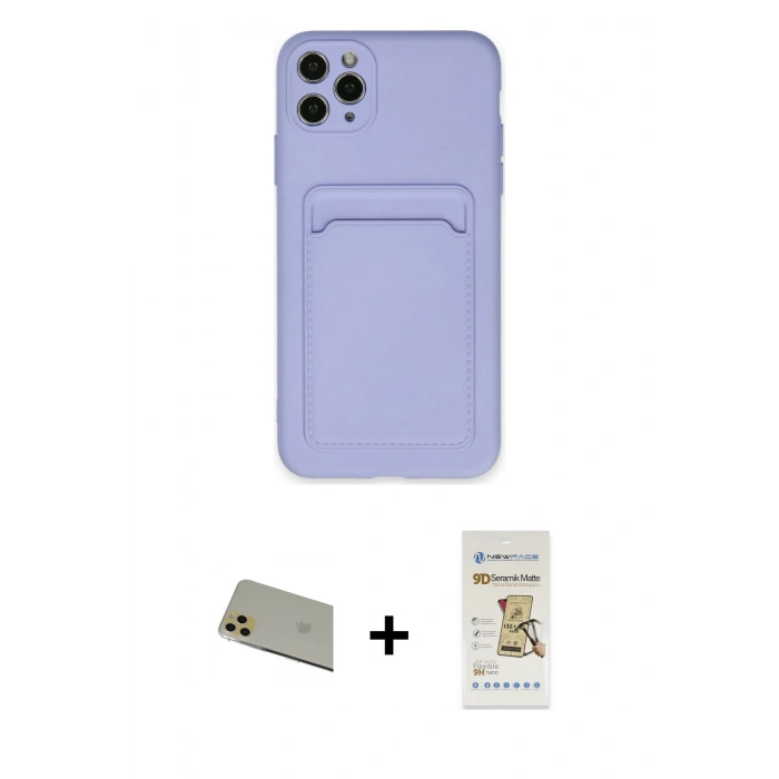 MARSİLYAN™- iPhone 11 Pro Max Kılıf Vadi Çizgi Prime - Siyah Mat Seramik Nano Ekran Koruyucu + Rainbow Kamera Lens Koruma Cam - GD