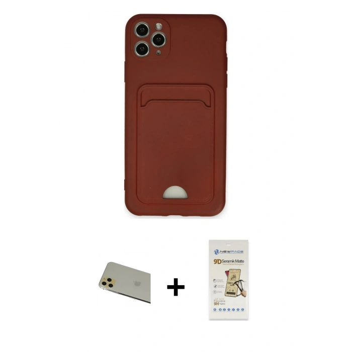 MARSİLYAN™- iPhone 11 Pro Max Kılıf Vadi Çizgi Prime - Siyah Mat Seramik Nano Ekran Koruyucu + Rainbow Kamera Lens Koruma Cam - GD