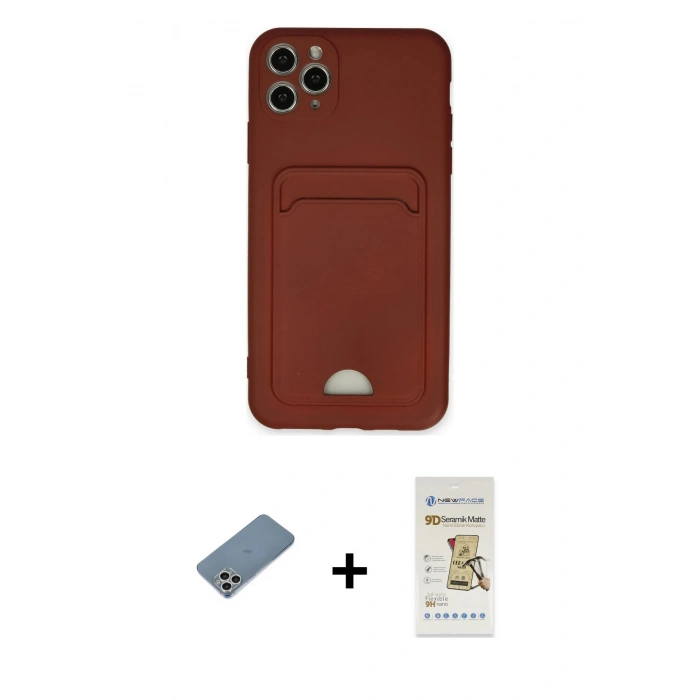 MARSİLYAN™- iPhone 11 Pro Max Kılıf Vadi Çizgi Prime - Siyah Mat Seramik Nano Ekran Koruyucu + Shine Kamera Lens Koruma Cam - GS