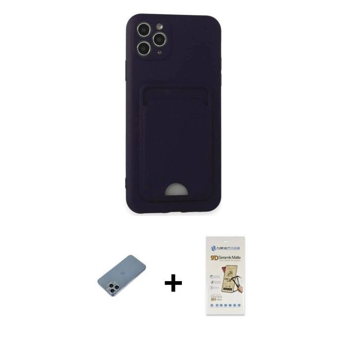 MARSİLYAN™- iPhone 11 Pro Max Kılıf Vadi Çizgi Prime - Siyah Mat Seramik Nano Ekran Koruyucu + Shine Kamera Lens Koruma Cam - SABE