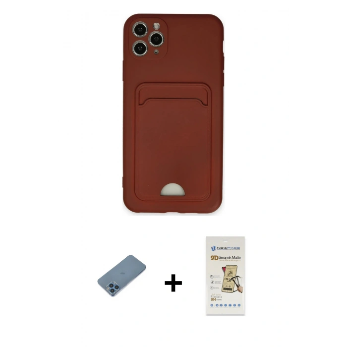 MARSİLYAN™- iPhone 11 Pro Max Kılıf Vadi Çizgi Prime - Siyah Mat Seramik Nano Ekran Koruyucu + Shine Kamera Lens Koruma Cam - MI