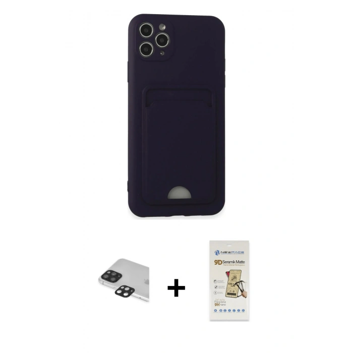 MARSİLYAN™- iPhone 11 Pro Max Kılıf Vadi Çizgi Prime - Siyah Mat Seramik Nano Ekran Koruyucu + Pers Alüminyum Kamera Lens - SH
