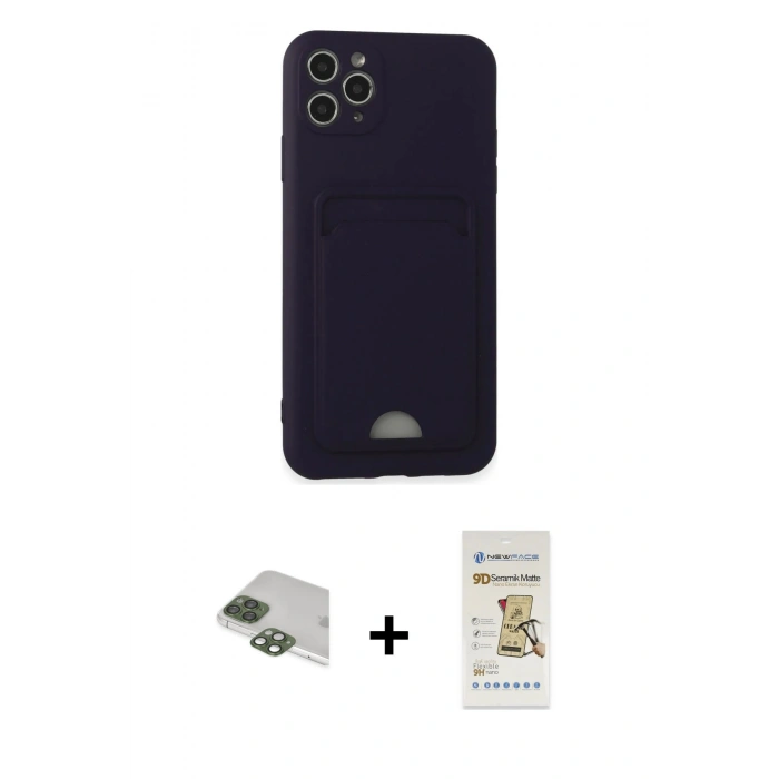 MARSİLYAN™- iPhone 11 Pro Max Kılıf Vadi Çizgi Prime - Siyah Mat Seramik Nano Ekran Koruyucu + Pers Alüminyum Kamera Lens - YL