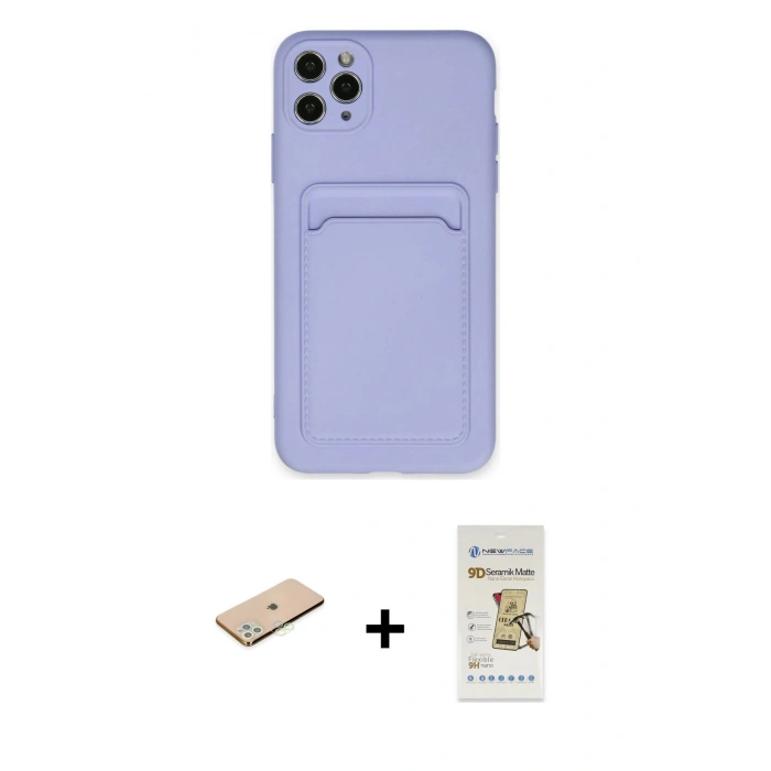MARSİLYAN™- iPhone 11 Pro Max Kılıf Vadi Çizgi Prime - Siyah Mat Seramik Nano Ekran Koruyucu + Renkli Kamera Lens Koruma Cam - YL
