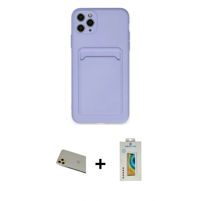 MARSİLYAN™- iPhone 11 Pro Max Kılıf Vadi Çizgi Prime - Siyah Polymer Nano Ekran Koruyucu + Gold Rainbow Kamera Lens Koruma Cam