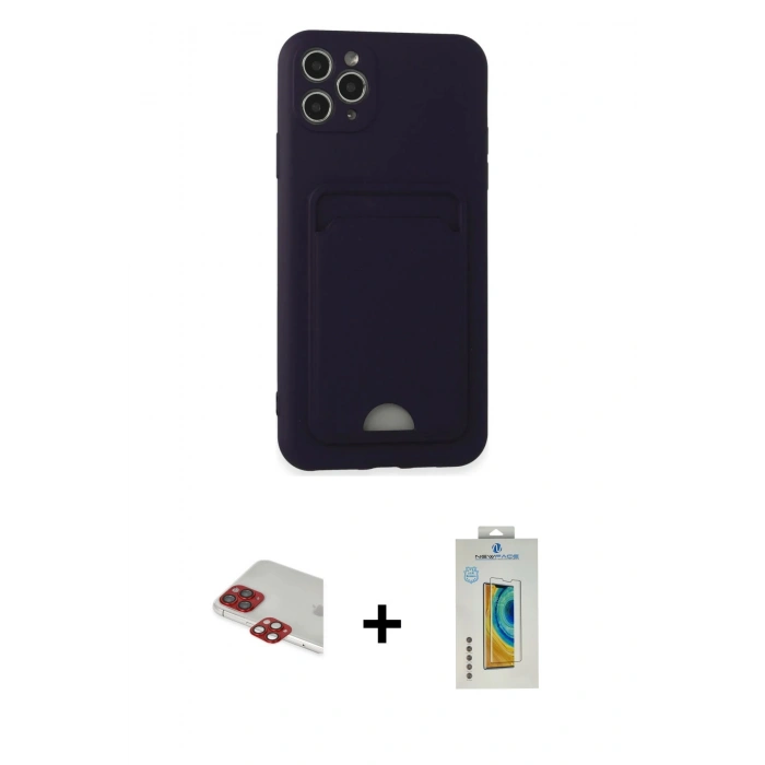 MARSİLYAN™- iPhone 11 Pro Max Kılıf Vadi Çizgi Prime - Siyah Polymer Nano Ekran Koruyucu + Pers Alüminyum Kamera Lens - KI