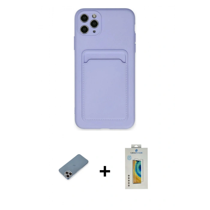 MARSİLYAN™- iPhone 11 Pro Max Kılıf Vadi Çizgi Prime - Siyah Polymer Nano Ekran Koruyucu + Metal Kamera Lens Koruma Cam - MR