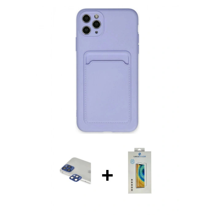 MARSİLYAN™- iPhone 11 Pro Max Kılıf Vadi Çizgi Prime - Siyah Polymer Nano Ekran Koruyucu + Pers Alüminyum Kamera Lens - LT
