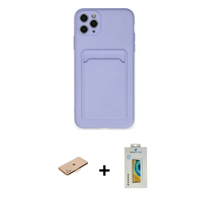 MARSİLYAN™- iPhone 11 Pro Max Kılıf Vadi Çizgi Prime - Siyah Polymer Nano Ekran Koruyucu + Renkli Kamera Lens Koruma Cam - TU