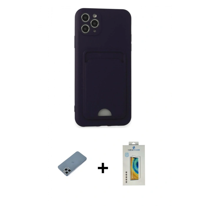 MARSİLYAN™- iPhone 11 Pro Max Kılıf Vadi Çizgi Prime - Siyah Polymer Nano Ekran Koruyucu + Shine Kamera Lens Koruma Cam - SABE