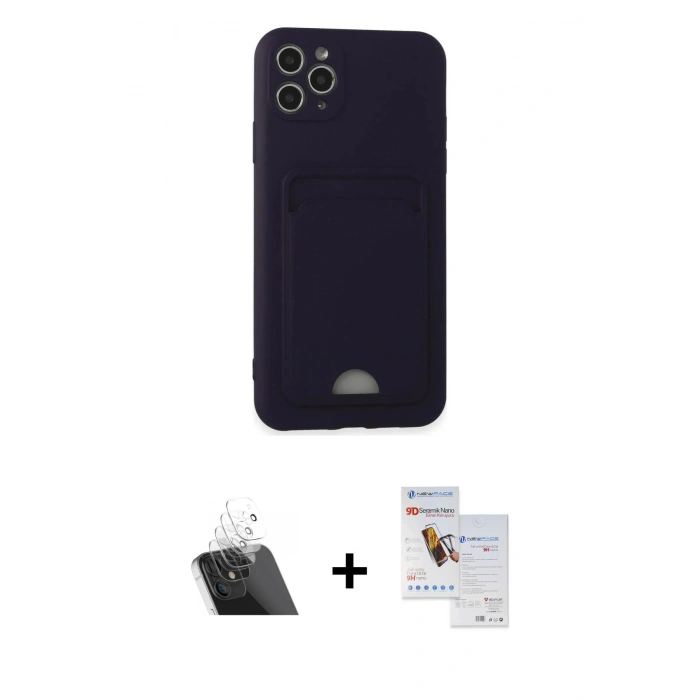 MARSİLYAN™- iPhone 11 Pro Max Kılıf Vadi Çizgi Prime - Siyah Seramik Nano Ekran Koruyucu + Kamera Lens Koruma Cam - SF