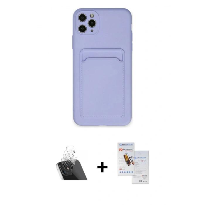 MARSİLYAN™- iPhone 11 Pro Max Kılıf Vadi Çizgi Prime - Siyah Seramik Nano Ekran Koruyucu + Kamera Lens Koruma Cam - SF