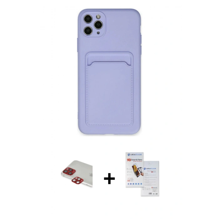 MARSİLYAN™- iPhone 11 Pro Max Kılıf Vadi Çizgi Prime - Siyah Seramik Nano Ekran Koruyucu + Pers Alüminyum Kamera Lens - KI