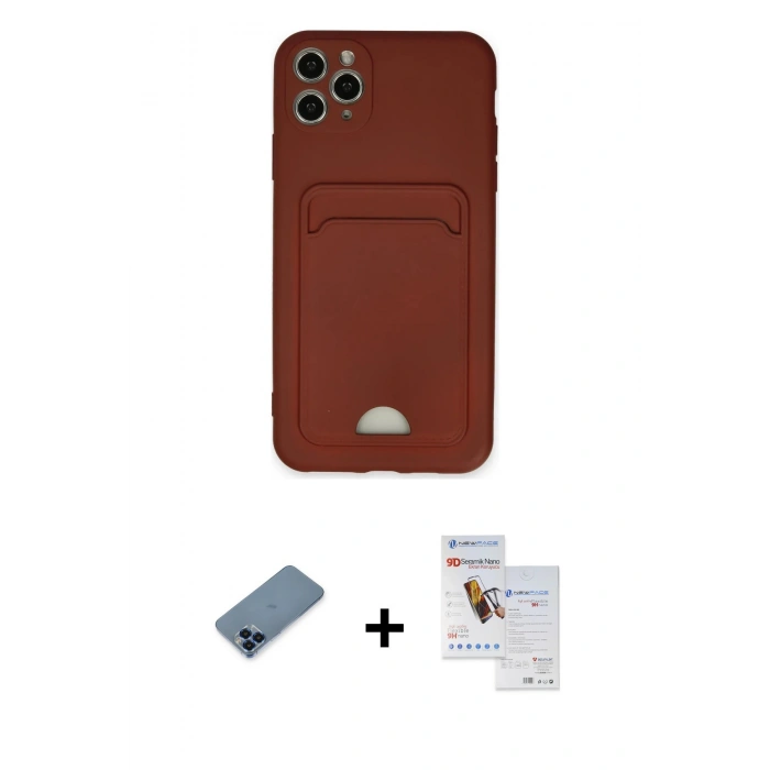 MARSİLYAN™- iPhone 11 Pro Max Kılıf Vadi Çizgi Prime - Siyah Seramik Nano Ekran Koruyucu + Metal Kamera Lens Koruma Cam - MI