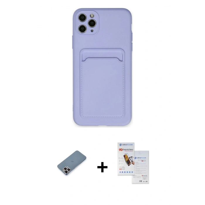 MARSİLYAN™- iPhone 11 Pro Max Kılıf Vadi Çizgi Prime - Siyah Seramik Nano Ekran Koruyucu + Metal Kamera Lens Koruma Cam - MR