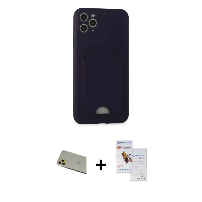 MARSİLYAN™- iPhone 11 Pro Max Kılıf Vadi Çizgi Prime - Siyah Seramik Nano Ekran Koruyucu + Rainbow Kamera Lens Koruma Cam - GD
