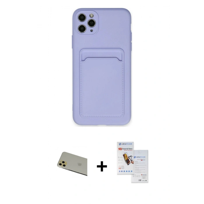 MARSİLYAN™- iPhone 11 Pro Max Kılıf Vadi Çizgi Prime - Siyah Seramik Nano Ekran Koruyucu + Rainbow Kamera Lens Koruma Cam - GD
