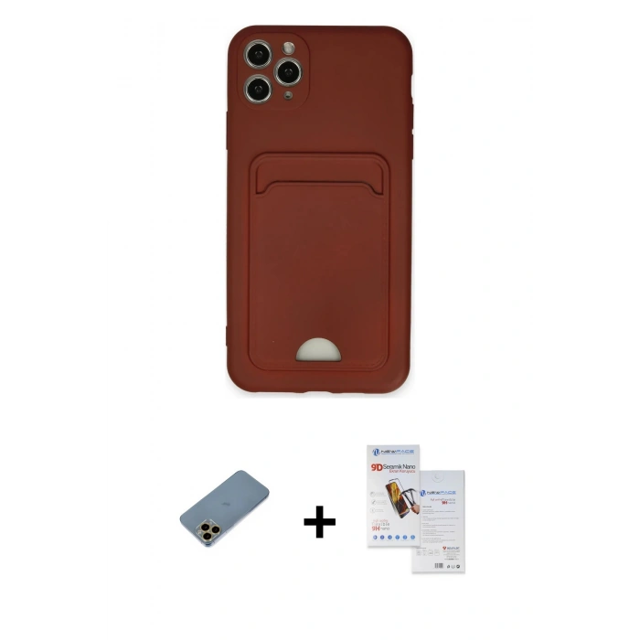 MARSİLYAN™- iPhone 11 Pro Max Kılıf Vadi Çizgi Prime - Siyah Seramik Nano Ekran Koruyucu + Shine Kamera Lens Koruma Cam - GD