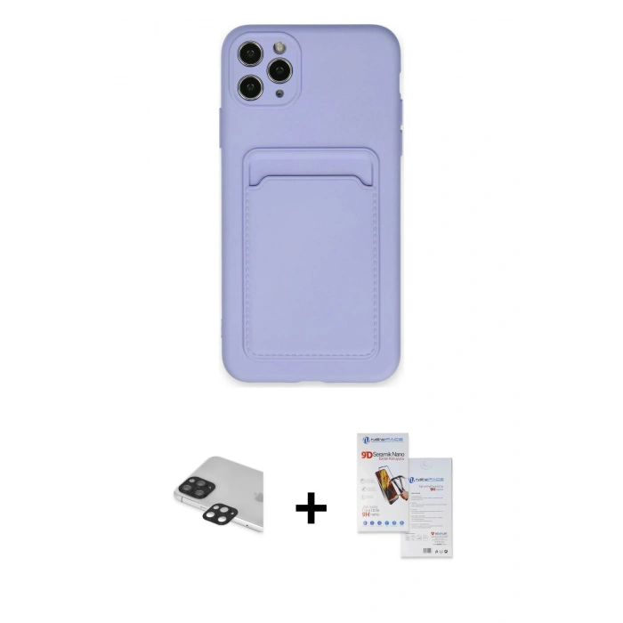 MARSİLYAN™- iPhone 11 Pro Max Kılıf Vadi Çizgi Prime - Siyah Seramik Nano Ekran Koruyucu + Pers Alüminyum Kamera Lens - SH