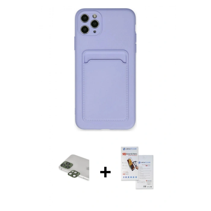 MARSİLYAN™- iPhone 11 Pro Max Kılıf Vadi Çizgi Prime - Siyah Seramik Nano Ekran Koruyucu + Pers Alüminyum Kamera Lens - YL
