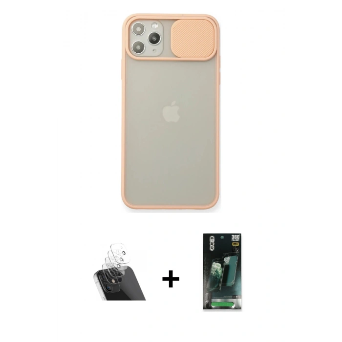 MARSİLYAN™- iPhone 11 Pro Max Kılıf Vadi Çizgi - Şeffaf 360 Full Body Arka Koruyucu + Kamera Lens Koruma Cam - SF