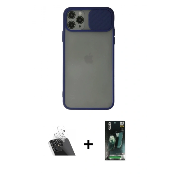 MARSİLYAN™- iPhone 11 Pro Max Kılıf Vadi Çizgi - Şeffaf 360 Full Body Arka Koruyucu + Kamera Lens Koruma Cam - SF