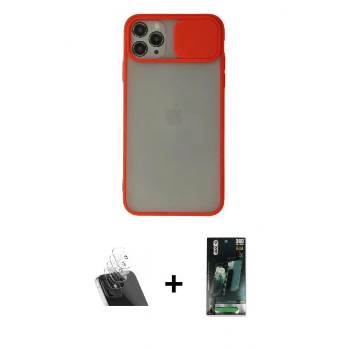 MARSİLYAN™- iPhone 11 Pro Max Kılıf Vadi Çizgi - Şeffaf 360 Full Body Arka Koruyucu + Kamera Lens Koruma Cam - SF