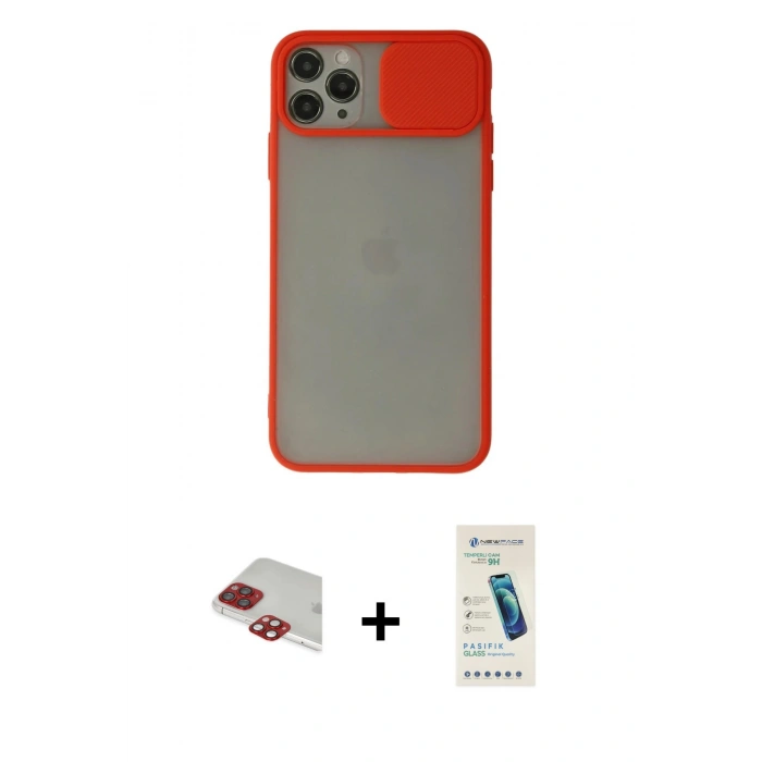 MARSİLYAN™- iPhone 11 Pro Max Kılıf Vadi Çizgi - Şeffaf Pasifik Cam Ekran Koruyucu + Pers Alüminyum Kamera Lens - KI