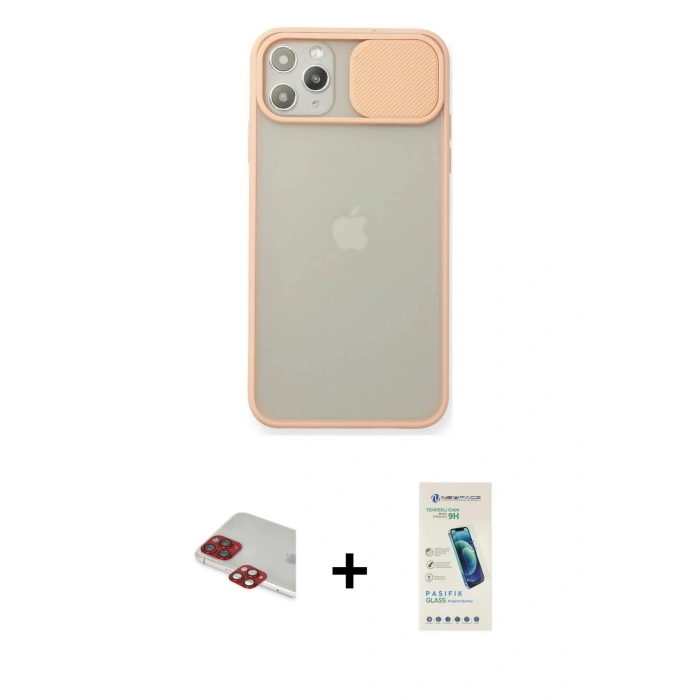 MARSİLYAN™- iPhone 11 Pro Max Kılıf Vadi Çizgi - Şeffaf Pasifik Cam Ekran Koruyucu + Pers Alüminyum Kamera Lens - KI