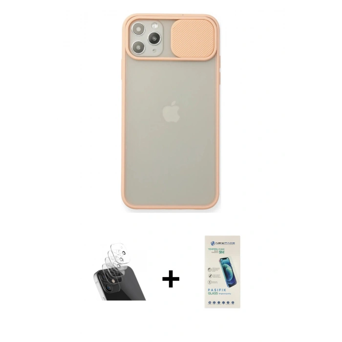 MARSİLYAN™- iPhone 11 Pro Max Kılıf Vadi Çizgi - Şeffaf Pasifik Cam Ekran Koruyucu + Kamera Lens Koruma Cam - SF