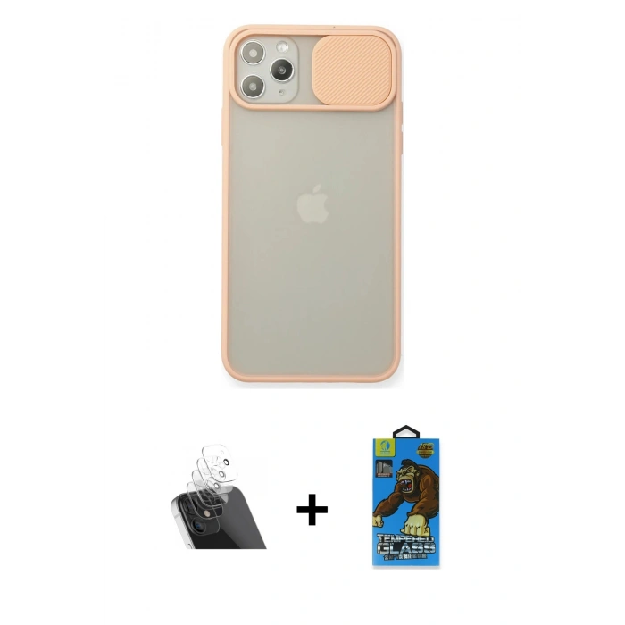 MARSİLYAN™- iPhone 11 Pro Max Kılıf Vadi Çizgi - Siyah 18D Cam Ekran Koruyucu + Kamera Lens Koruma Cam - SF