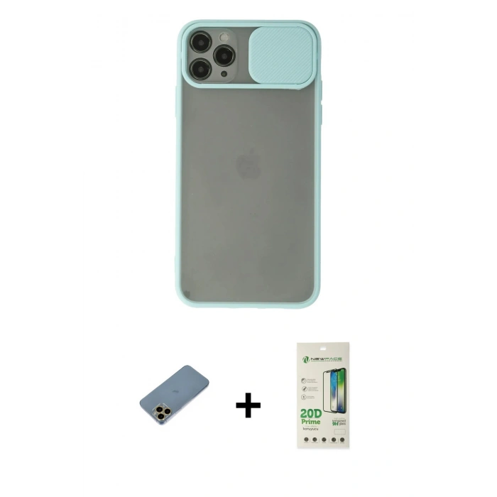 MARSİLYAN™- iPhone 11 Pro Max Kılıf Vadi Çizgi - Siyah 20D Premium Cam Ekran Koruyucu + Shine Kamera Lens Koruma Cam - GD