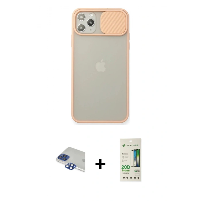 MARSİLYAN™- iPhone 11 Pro Max Kılıf Vadi Çizgi - Siyah 20D Premium Cam Ekran Koruyucu + Pers Alüminyum Kamera Lens - LT