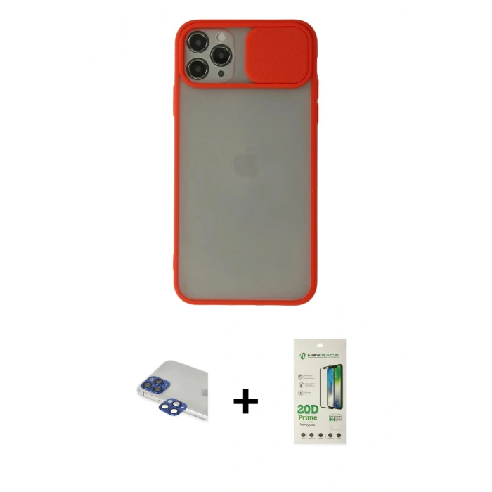 MARSİLYAN™- iPhone 11 Pro Max Kılıf Vadi Çizgi - Siyah 20D Premium Cam Ekran Koruyucu + Pers Alüminyum Kamera Lens - LT