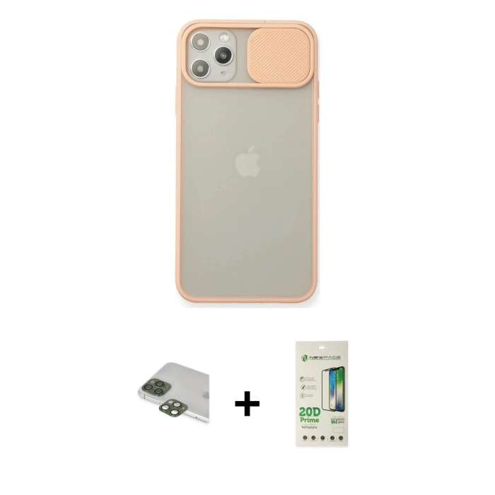 MARSİLYAN™- iPhone 11 Pro Max Kılıf Vadi Çizgi - Siyah 20D Premium Cam Ekran Koruyucu + Pers Alüminyum Kamera Lens - YL