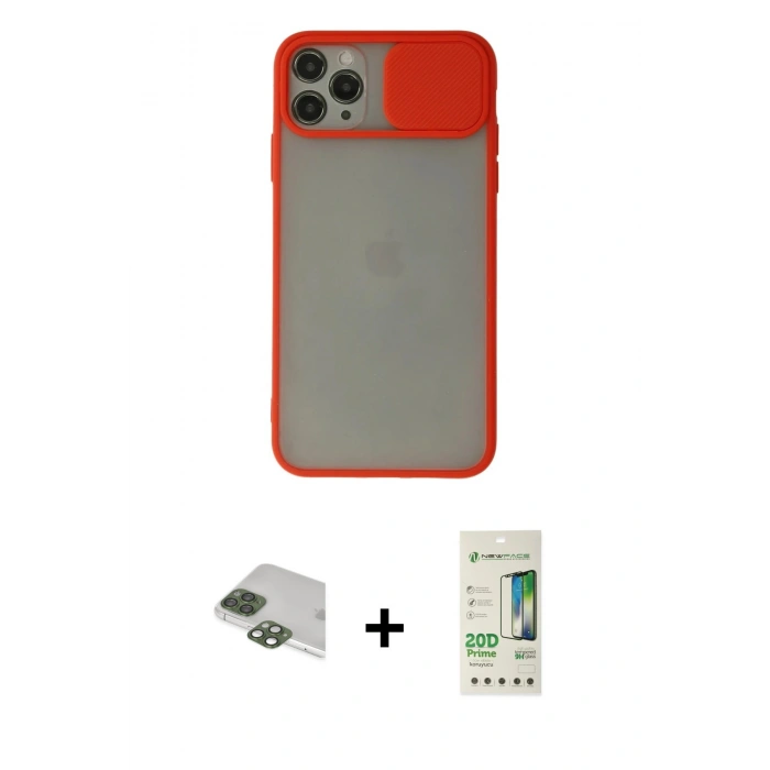 MARSİLYAN™- iPhone 11 Pro Max Kılıf Vadi Çizgi - Siyah 20D Premium Cam Ekran Koruyucu + Pers Alüminyum Kamera Lens - YL