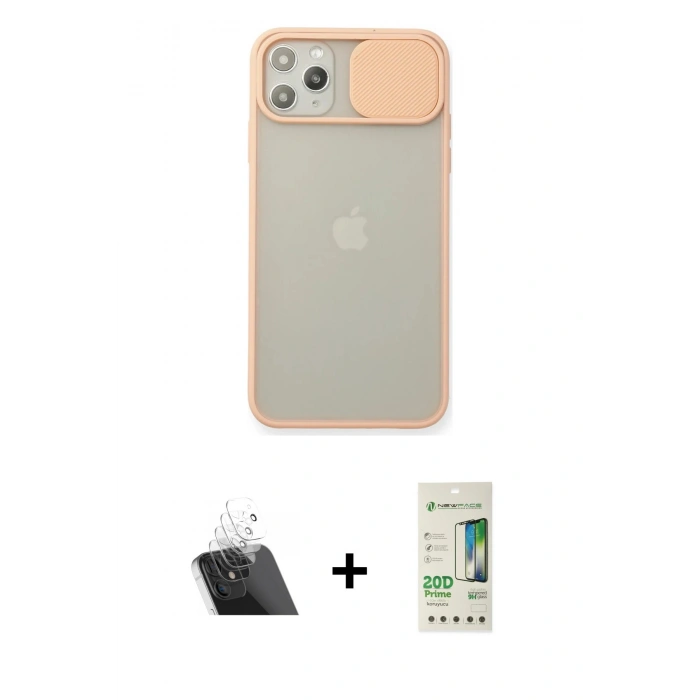 MARSİLYAN™- iPhone 11 Pro Max Kılıf Vadi Çizgi - Siyah 20D Premium Cam Ekran Koruyucu + Kamera Lens Koruma Cam - SF